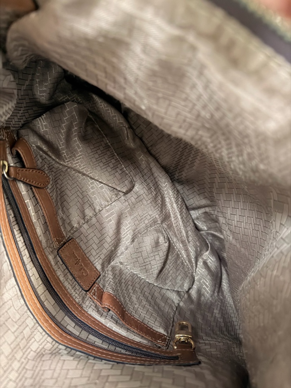 Cole Haan Brown Leather Hobo Bag with Gold Grommet Accents - Picture 10 of 11